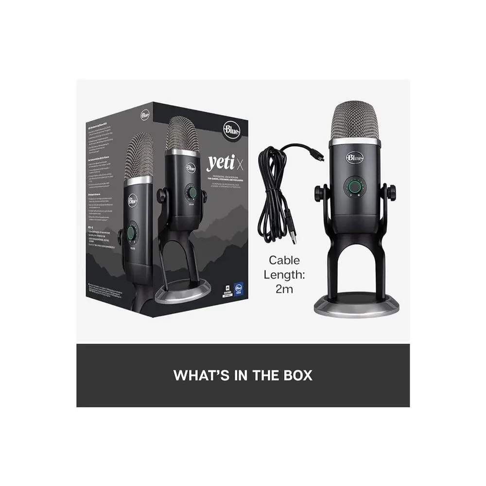 Logitech Blue Yeti X USB Microphone Gaming Streaming Recording (Dark Grey)